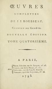 Cover of: Oeuvres complettes de J.J. Rousseau, citoyen de Genève