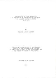 Cover image for An Analysis of Legal Provisions in Governance of Postsecondary Education in Fourteen Southern States, 1970-1979