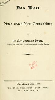 Cover of: Das Wort in seiner organischen Verwandlung