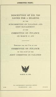 Cover of: Description of H.R. 7320: miscellaneous revisions relating to various timing requirements under the Internal Revenue Code