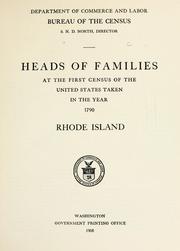 Cover of: Heads of families at the first census of the United States taken in the year 1790: Rhode Island