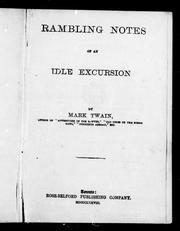 Cover of: Rambling Notes of an Idle Excursion