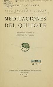 Cover of: Meditaciones del Quijote