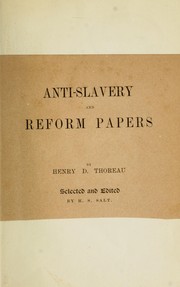 Cover of: Anti-slavery and reform papers