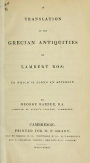 Cover of: A translation of The Grecian antiquities