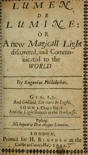 Cover of: Lumen de lumine, or, A new magicall light