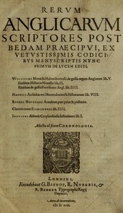 Cover of: Rervm anglicarvm scriptores post Bedam praecipvi