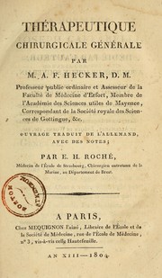Cover of: Thérapeutique chirurgicale générale