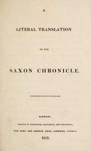 Cover of: A literal translation of the Saxon Chronicle