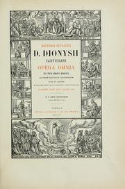 Cover of: Opera omnia in unum corpus digesta ad fidem editionum Coloniensium
