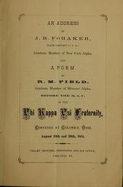 Cover of: An address by J. B. Foraker ...