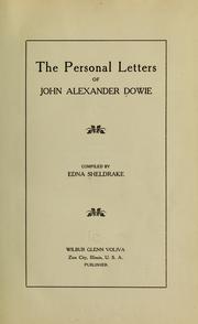 Cover of: The personal letters of John Alexander Dowie