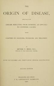 Cover of: The origin of disease