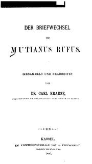 Cover of: Der Briefwechsel des Mutianus Rufus
