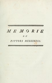 Cover of: Memorie de'pittori messinesi