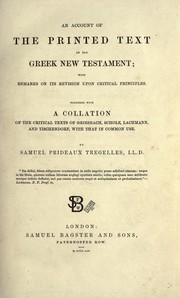 Cover of: An account of the printed text of the Greek New Testament