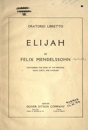 Cover of: Oratorio libretto, Elijah