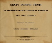Cover of: De verborum significatione quae supersunt