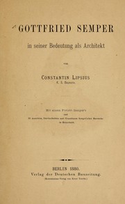 Cover of: Gottfried Semper in seiner Bedeutung als Architekt