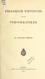 Cover of: Friedrich Nietzsche und die Vorsokratiker