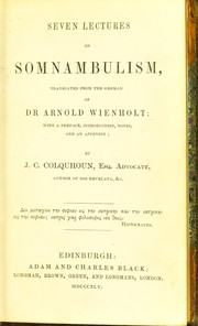 Cover of: Seven lectures on somnambulism