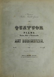 Cover of: Quatuor pour piano, violon, alto et violoncelle, op. 66