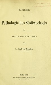 Cover of: Lehrbuch der Pathologie des Stoffwechsels