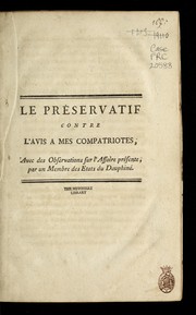 Cover of: Le pre servatif contre l'Avis a mes compatriotes
