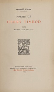 Cover of Poems of Henry Timrod