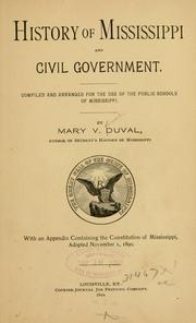 Cover of: History of Mississippi and civil government