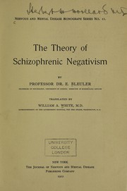 Cover of: The theory of schizophrenic negativism