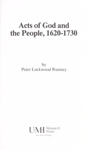Cover of: Acts of God and the people, 1620-1730
