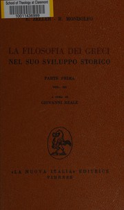 Cover of: La filosofia dei greci nel suo sviluppo storico