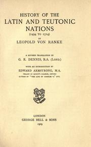 Cover of: History of the Latin and Teutonic nations (1494 to 1514)