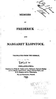 Cover of: Memoirs of Frederick and Margaret Klopstock: translated from the German
