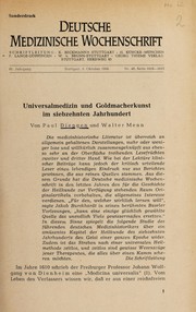 Cover of: Universalmedizin und Goldmacherkunst im siebzehnten Jahrhundert