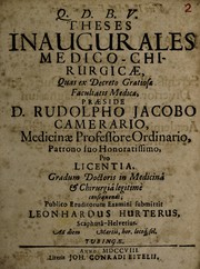 Cover of: Theses inaugurales medico-chirurgicae