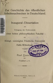Cover of: Zur Geschichte des öffentlichen Arbeitsnachweises in Deutschland
