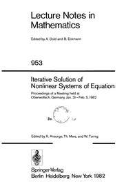Cover of: Iterative solution of nonlinear systems of equations