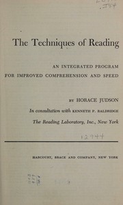 Cover of: The techniques of reading
