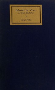 Cover of: Edward De Vere A Great Elizabethan