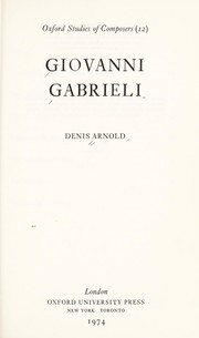 Cover of: Giovanni Gabrieli