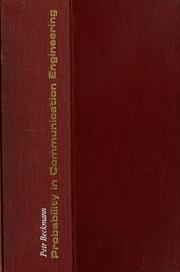 Cover of: Probability in communication engineering
