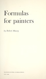 Cover of: Formulas For Painters