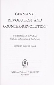Cover of: Revolution and counter-revolution: or, Germany in 1848