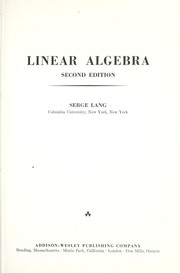 Cover of: Linear algebra