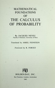 Cover of: Mathematical foundations of the calculus of probability