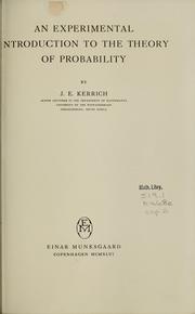 Cover of: An experimental introduction to the theory of probability