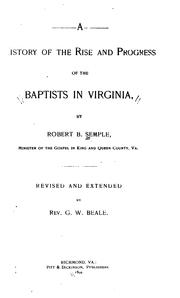 Cover of: A history of the rise and progress of the Baptists in Virginia