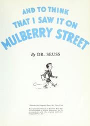 Cover of: And to think that I saw it on Mulberry Street